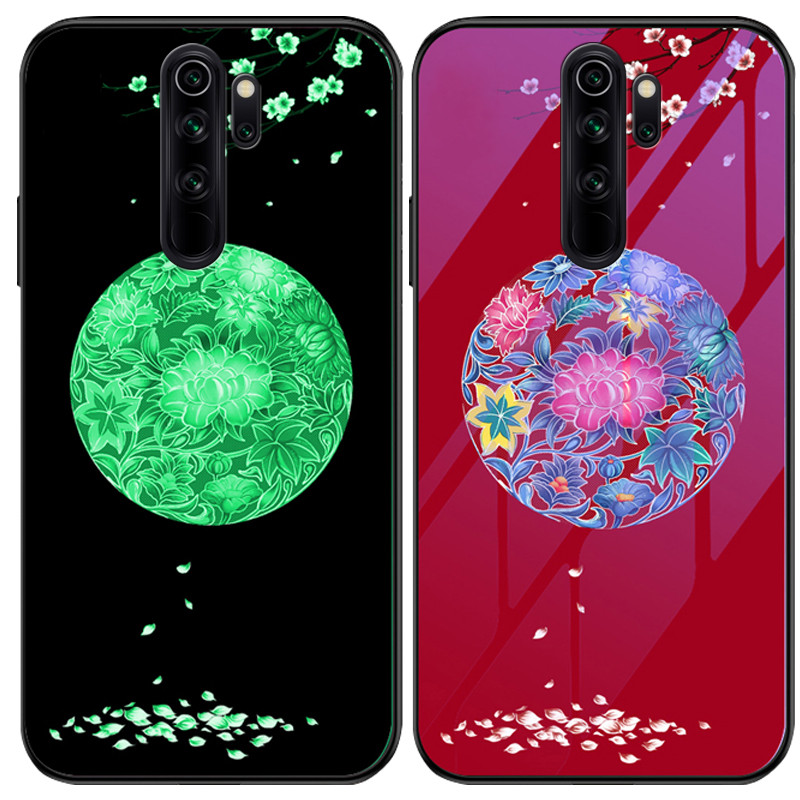 

TPU+Glass чехол светящийся в темноте для Xiaomi Redmi Note 8 Pro Цветное плетение / Красный (112588)