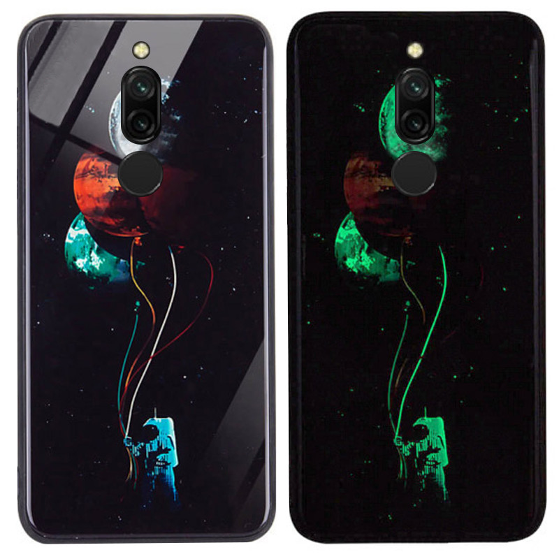 

TPU+Glass чехол светящийся в темноте для Xiaomi Redmi 8 Космос / Черный (119839)
