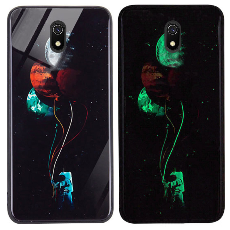 

TPU+Glass чехол светящийся в темноте для Xiaomi Redmi 8a Космос / Черный (119843)