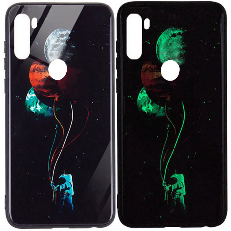 

TPU+Glass чехол светящийся в темноте для Xiaomi Redmi Note 8 Космос / Черный (113942)