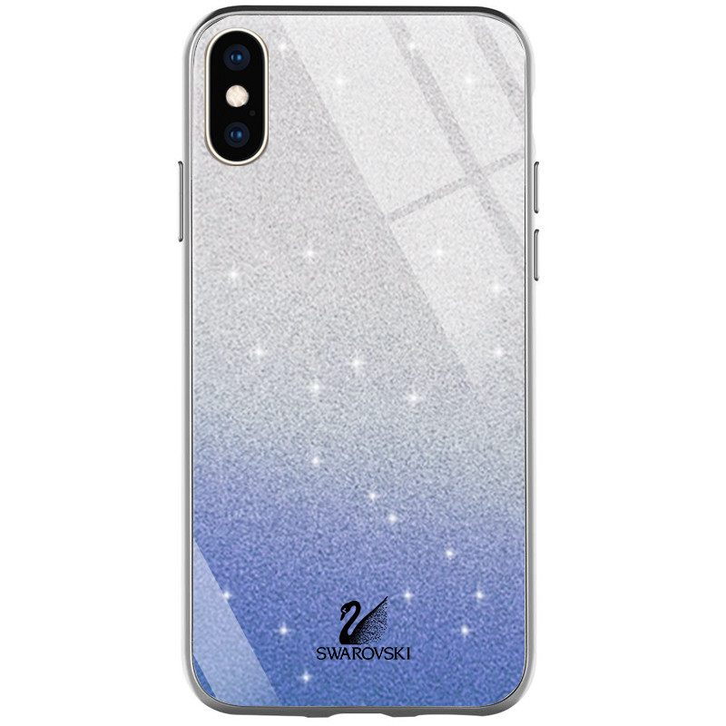 

TPU+Glass чохол Swarovski для Apple iPhone X (5.8'') (Синій)