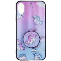 

TPU+Glass чехол Unicorn + круглая подставка для Apple iPhone X / XS (5.8")