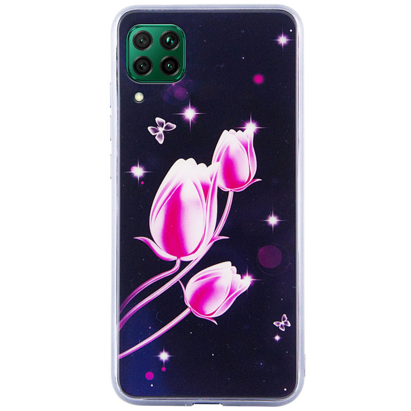 

TPU+Glass чехол Fantasy с глянцевыми торцами для Huawei P40 Lite Тюльпаны (139826)