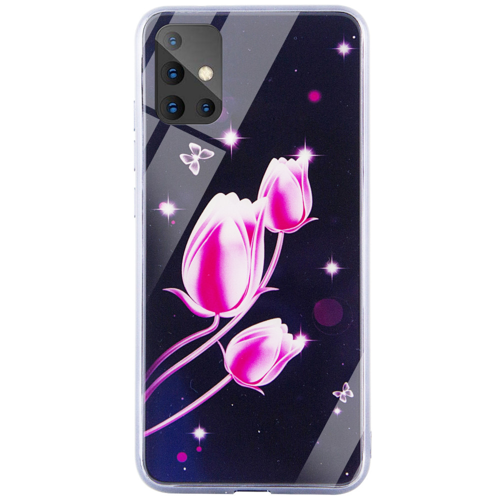 

TPU+Glass чехол Fantasy с глянцевыми торцами для Samsung Galaxy A51 Тюльпаны (123515)