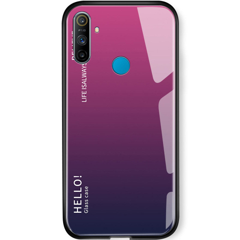 

TPU+Glass чехол Gradient HELLO для Realme C3 Малиновый (142221)