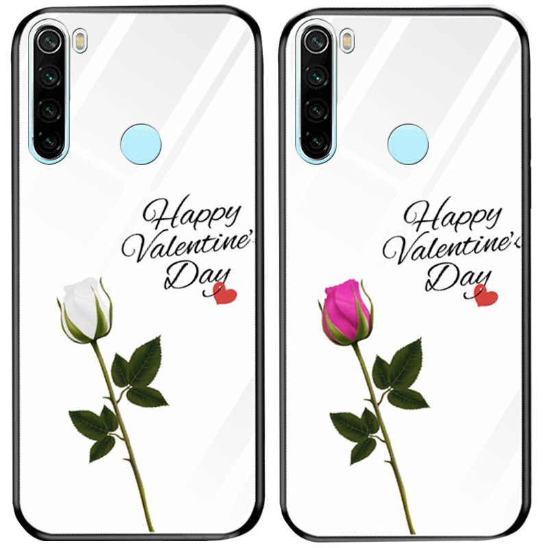 

TPU+Glass чехол светящийся в темноте для Xiaomi Redmi Note 8 Happy Valentine`s Day / Белый (125448)