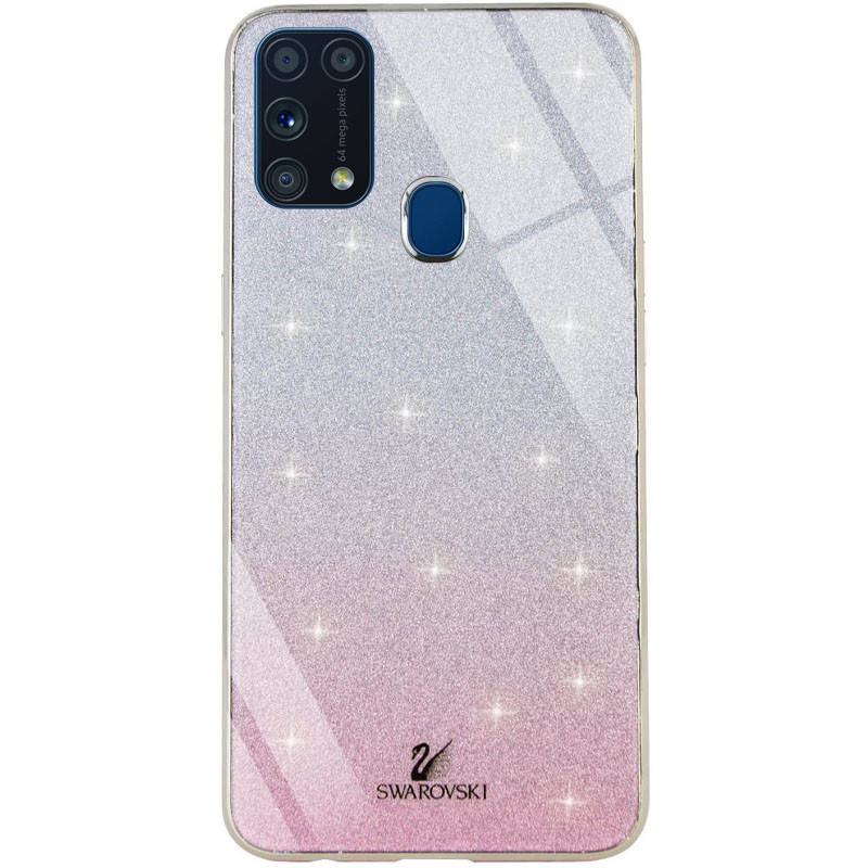 

TPU+Glass чехол Swarovski для Samsung Galaxy M31 Розовый (135411)