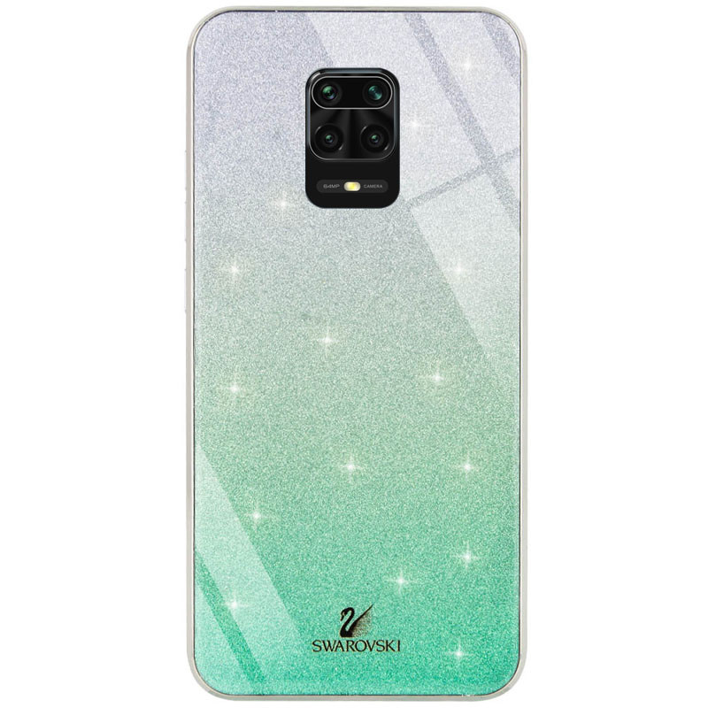 

TPU+Glass чехол Swarovski для Xiaomi Redmi Note 9 Pro Max Бирюзовый (135432)