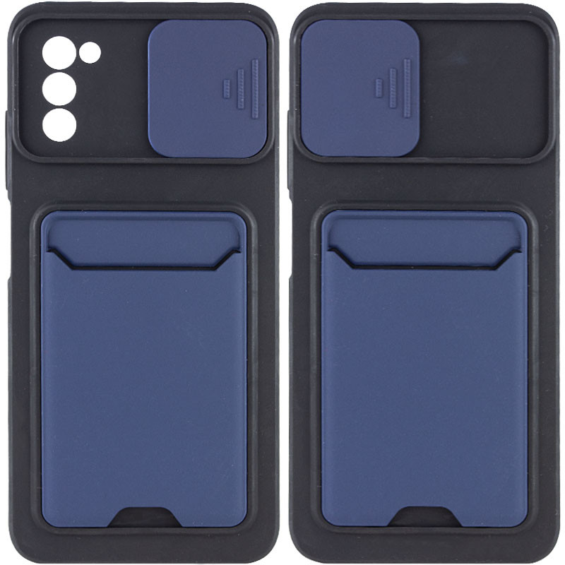 

TPU+PC чохол Card Holder для Samsung Galaxy A03s (Синій)