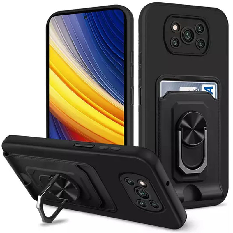 

TPU+PC чохол CardRing для Xiaomi Poco X3 Pro (Чорний)