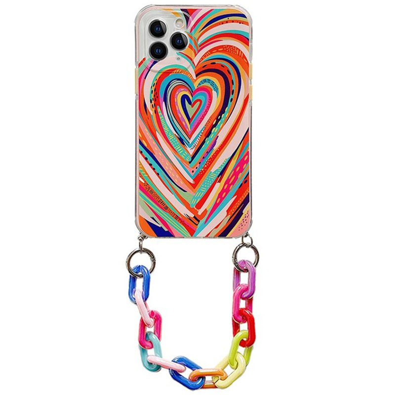 

TPU+PC чохол Colorific з підвісним ланцюгом для Apple iPhone 11 Pro Max (6.5") (Hearts)