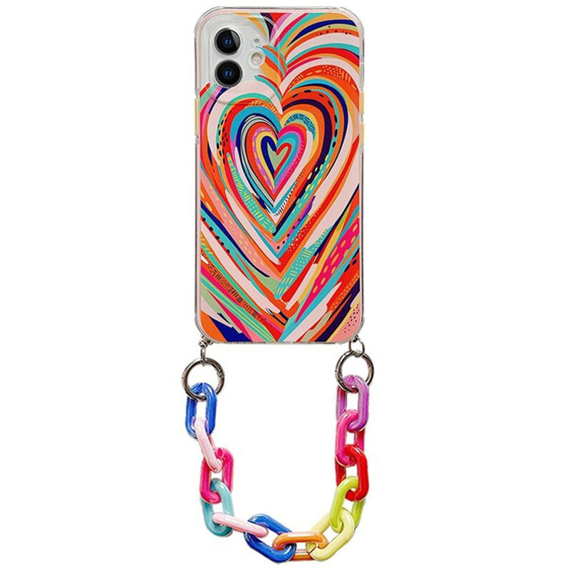 

TPU+PC чохол Colorific з підвісним ланцюгом для Apple iPhone 12 mini (Hearts)