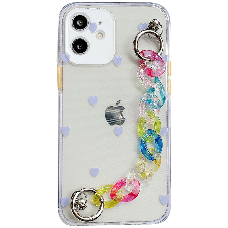 

TPU+PC чехол Colorspot с ремешком-цепью для Apple iPhone 11 (6.1") Lilac hearts (192304)