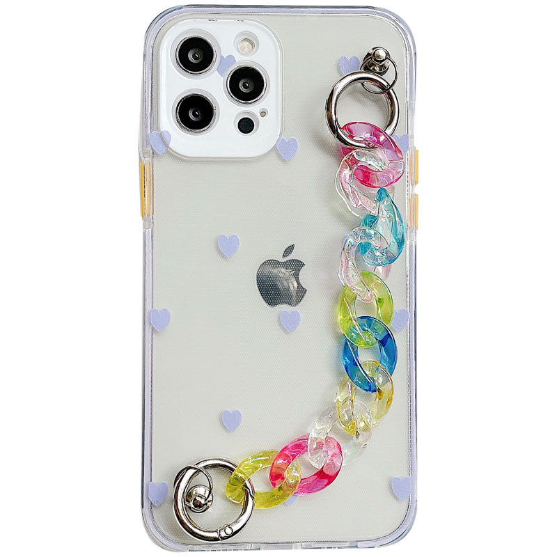

TPU+PC чохол Colorspot з ремінцем-ланцюгом для Apple iPhone 12 Pro (6.1'') (Lilac hearts)