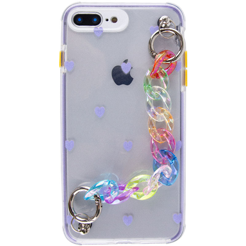 

TPU+PC чехол Colorspot с ремешком-цепью для Apple iPhone 7 plus / 8 plus (5.5") Lilac hearts (192266)