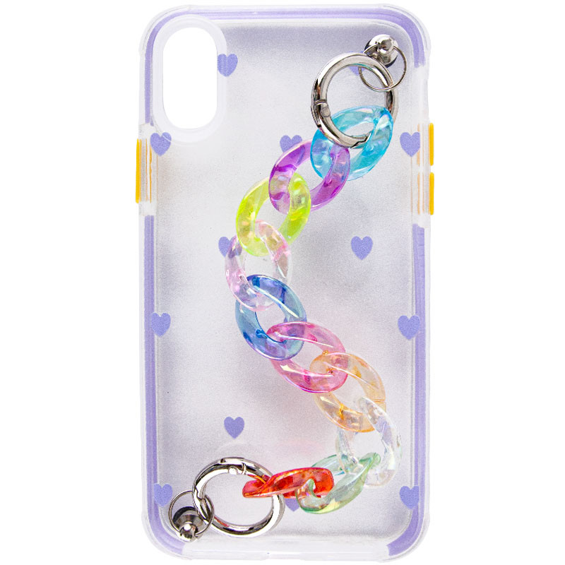 

TPU+PC чохол Colorspot з ремінцем-ланцюгом для Apple iPhone X (5.8") (Lilac hearts)