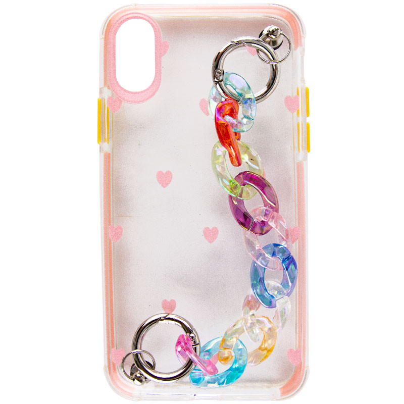 

TPU+PC чохол Colorspot з ремінцем-ланцюгом для Apple iPhone X (5.8") (Pink hearts)