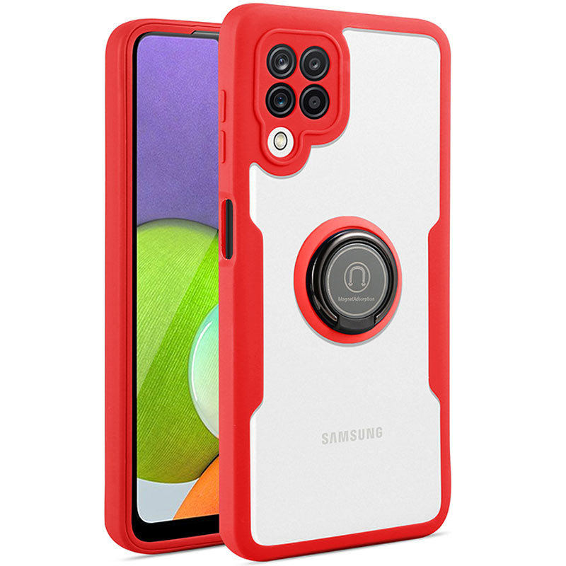 

TPU+PC чехол Crystal Ring 360 для Samsung Galaxy A22 4G Красный (202221)