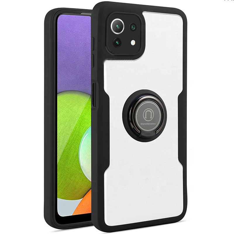

TPU+PC чохол Crystal Ring 360 для Xiaomi Mi 11 Lite (Чорний)