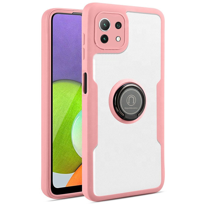 

TPU+PC чохол Crystal Ring 360 для Xiaomi Mi 11 Lite (Рожевий)