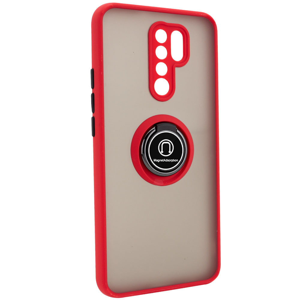 

TPU+PC чехол Deen ColorEdgingRing for Magnet для Xiaomi Redmi 9 Красный (146892)