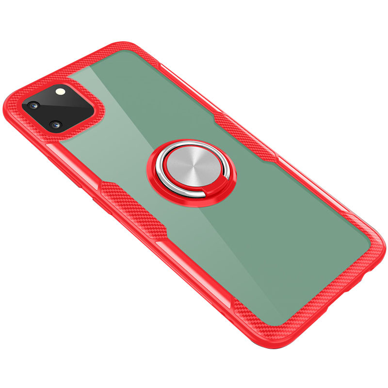

TPU+PC чехол Deen CrystalRing for Magnet (opp) для Realme C11 Бесцветный / Красный (150752)