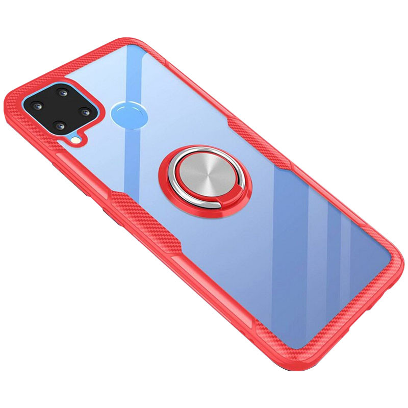 

TPU+PC чехол Deen CrystalRing for Magnet (opp) для Realme C15 / C12 Бесцветный / Красный (150759)