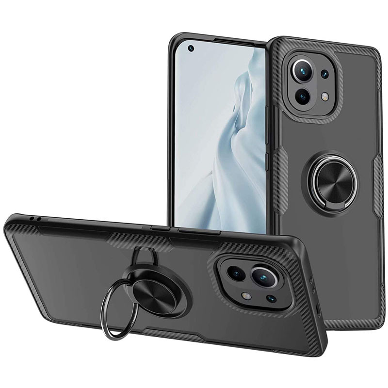 

TPU+PC чехол Deen CrystalRing for Magnet (opp) для Xiaomi Mi 11 Lite Бесцветный / Черный (185256)