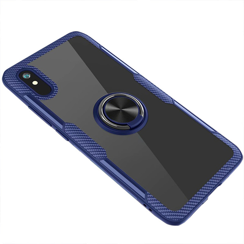 

TPU+PC чехол Deen CrystalRing for Magnet (opp) для Xiaomi Redmi 9A Бесцветный / Синий (150075)