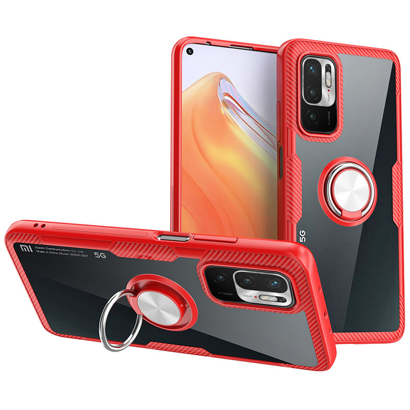 

TPU+PC чехол Deen CrystalRing for Magnet (opp) для Xiaomi Redmi Note 10 5G / Poco M3 Pro Бесцветный / Красный (185258)