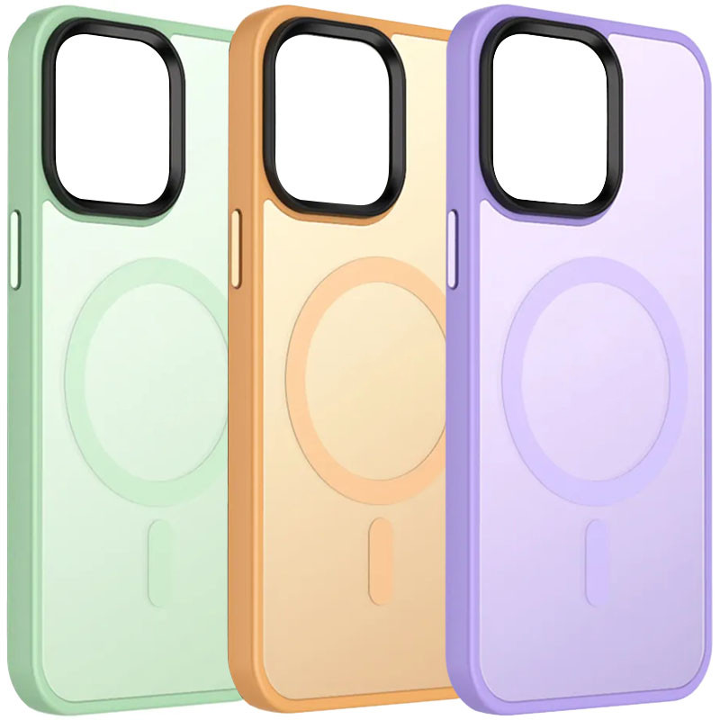 

TPU+PC чехол Metal Buttons with MagSafe Colorful для Apple iPhone 14 (6.1") (253288)