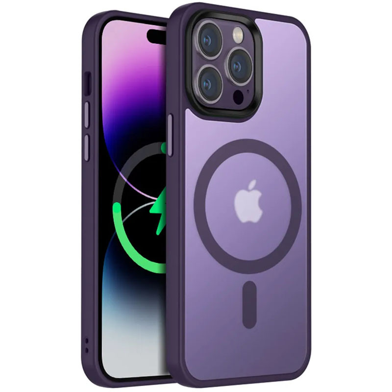 

TPU+PC чехол Metal Buttons with MagSafe Colorful для Apple iPhone 14 Pro (6.1") Темно-фиолетовый (253304)