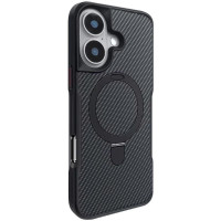 TPU+PC чехол Metal Buttons with MagSafe Carbon Ring для Apple iPhone 16 (6.1")