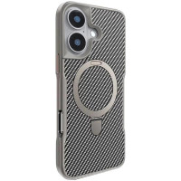 TPU+PC чехол Metal Buttons with MagSafe Carbon Ring для Apple iPhone 16 (6.1")