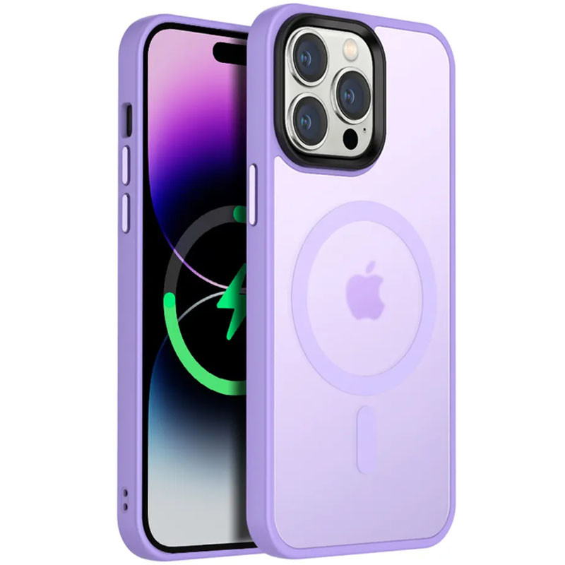 

TPU+PC чехол Metal Buttons with MagSafe Colorful для Apple iPhone 13 Pro (6.1") Сиреневый (254778)