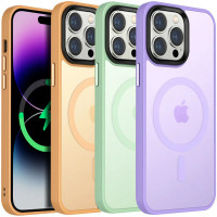 TPU+PC чехол Metal Buttons with MagSafe Colorful для Apple iPhone 15 Pro (6.1")