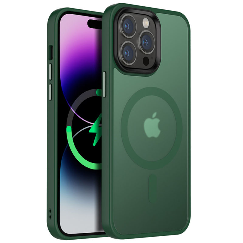 

TPU+PC чехол Metal Buttons with MagSafe Colorful для Apple iPhone 15 Pro (6.1") Зеленый (257773)