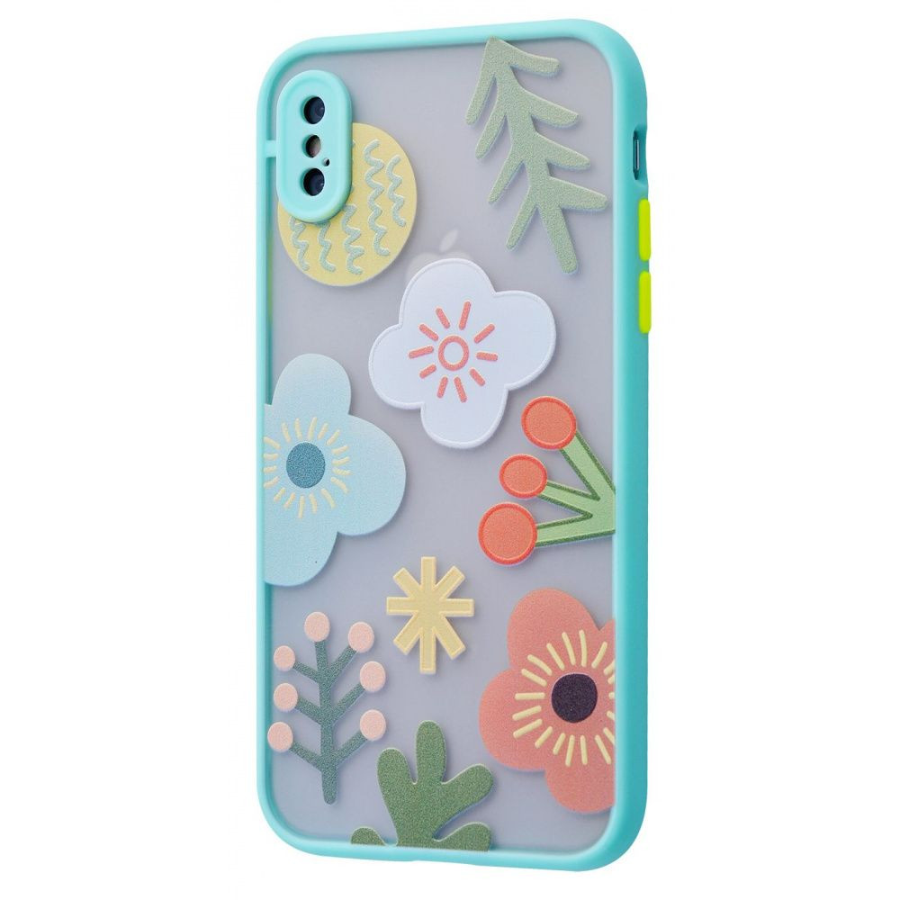 

TPU+PC чехол Picture Color Buttons для Apple iPhone X (5.8") Бирюзовый / Цветы (147395)