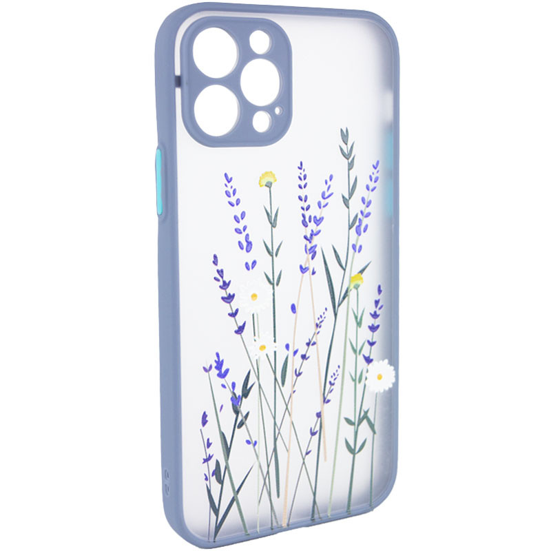 

TPU+PC чохол Picture Color Buttons full camera для Apple iPhone 12 Pro Max (Lavender Grey / Цветы)