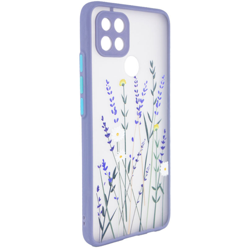 

TPU+PC чехол Picture Color Buttons full camera для Oppo A15s / A15 Lavender Grey / Цветы (183454)