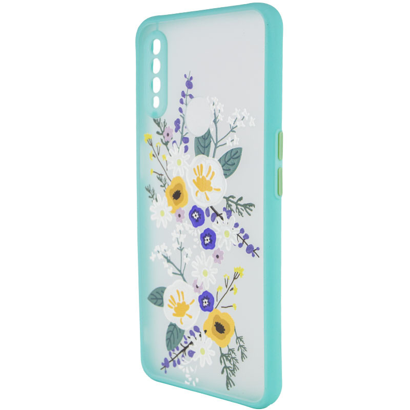 

TPU+PC чехол Picture Color Buttons full camera для Oppo A31 Бирюзовый / Цветы (183443)