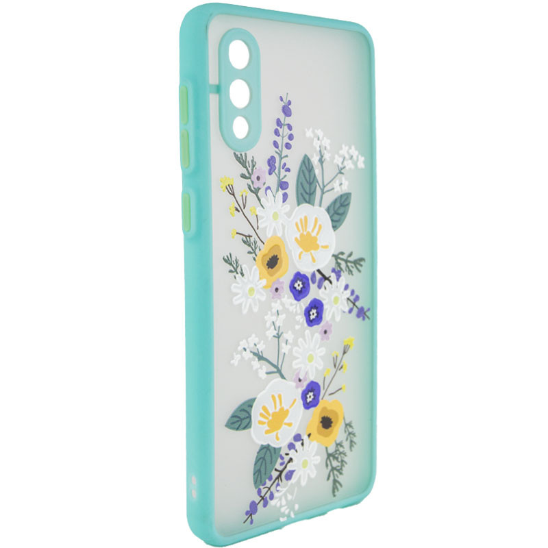 

TPU+PC чехол Picture Color Buttons full camera для Samsung Galaxy A02 Бирюзовый / Цветы (183414)