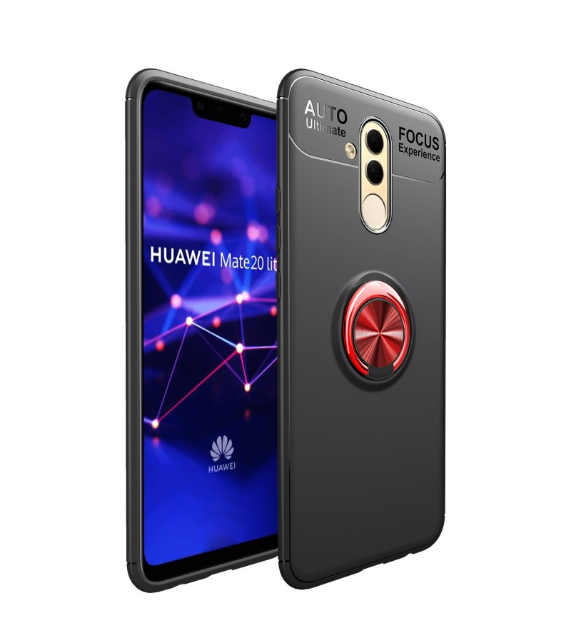 

TPU чехол Deen ColorRing под магнитный держатель для Huawei Mate 20 lite Черный / Красный (91387)