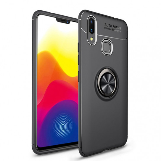 

TPU чехол Deen ColorRing под магнитный держатель для Huawei P Smart (2019) Черный / Черный (95012)