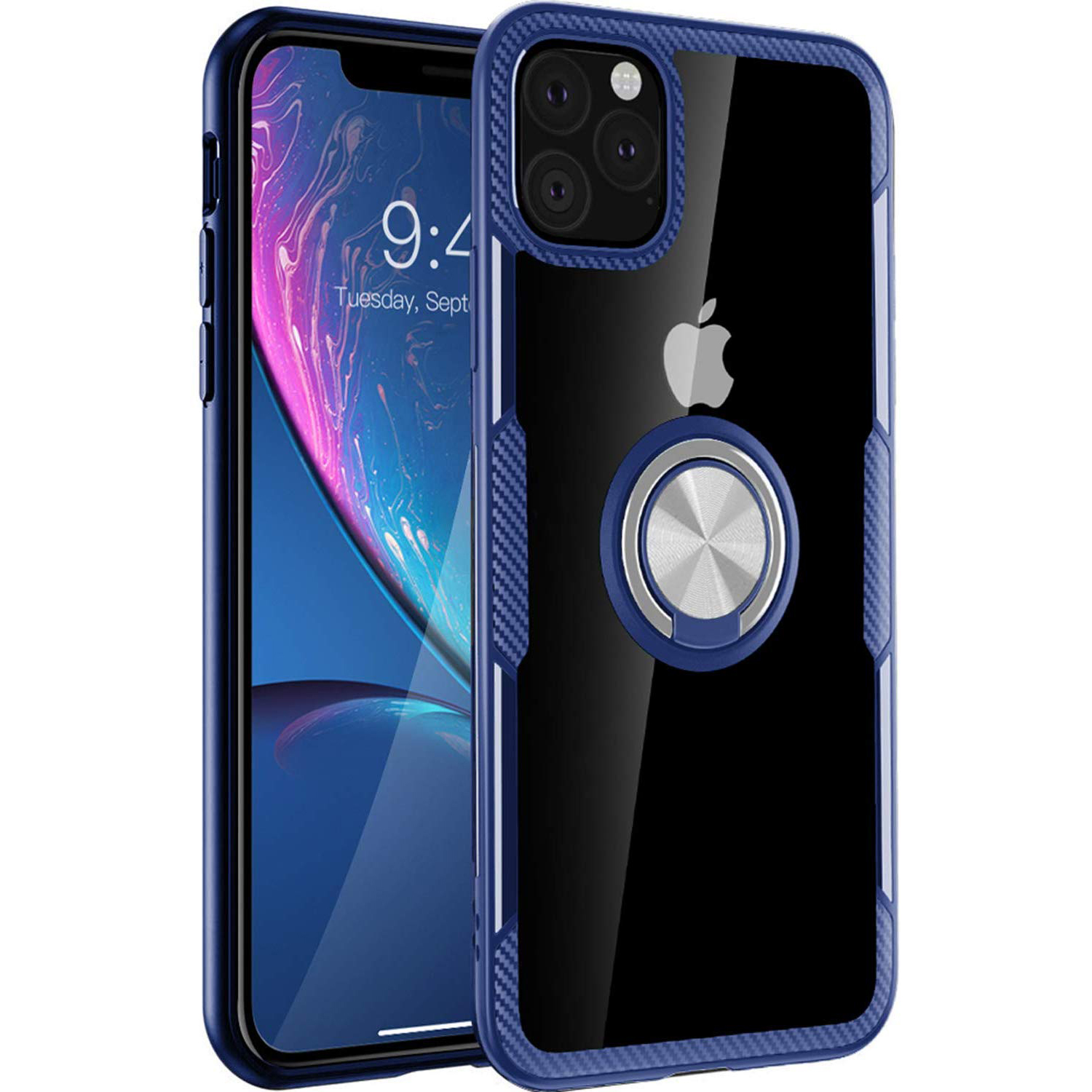 

TPU+PC чехол Deen CrystalRing под магнитный держатель для Apple iPhone 11 Pro (5.8") Бесцветный / Синий (112966)