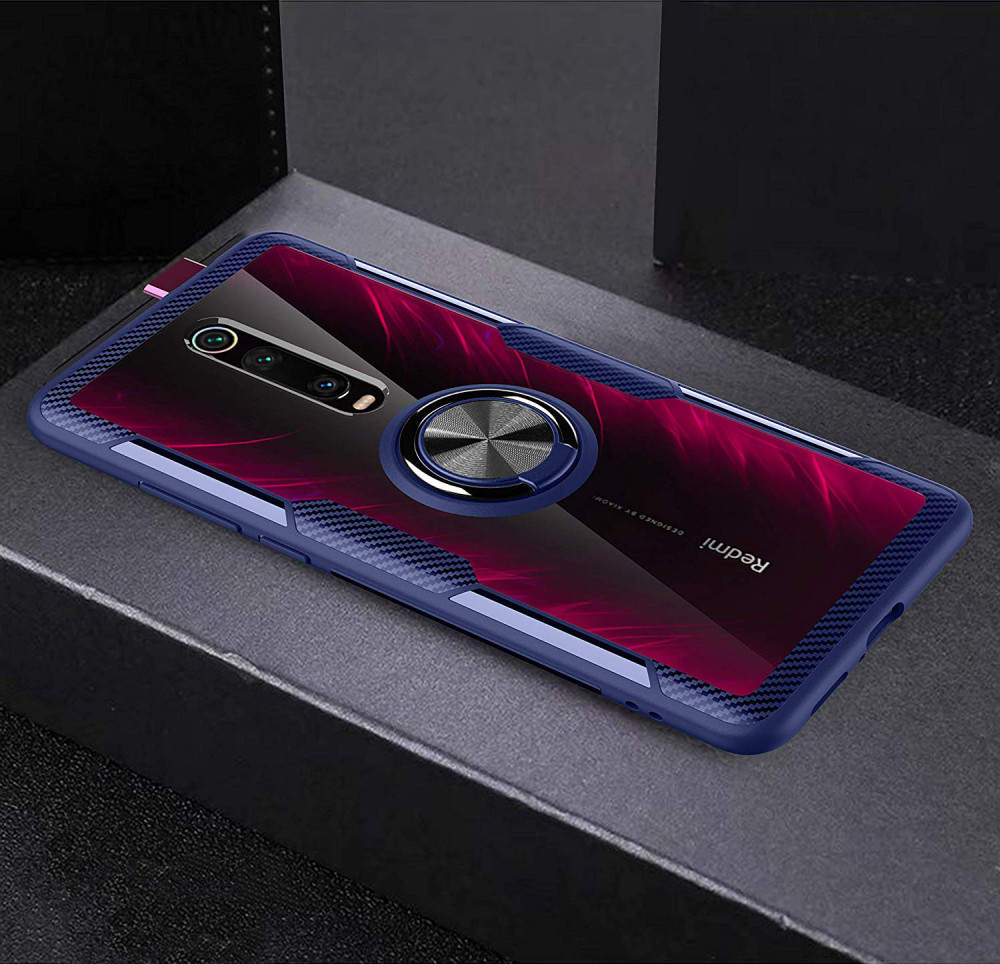 

TPU+PC чехол Deen CrystalRing под магнитный держатель для Xiaomi Mi 9T Pro Бесцветный / Синий (109307)