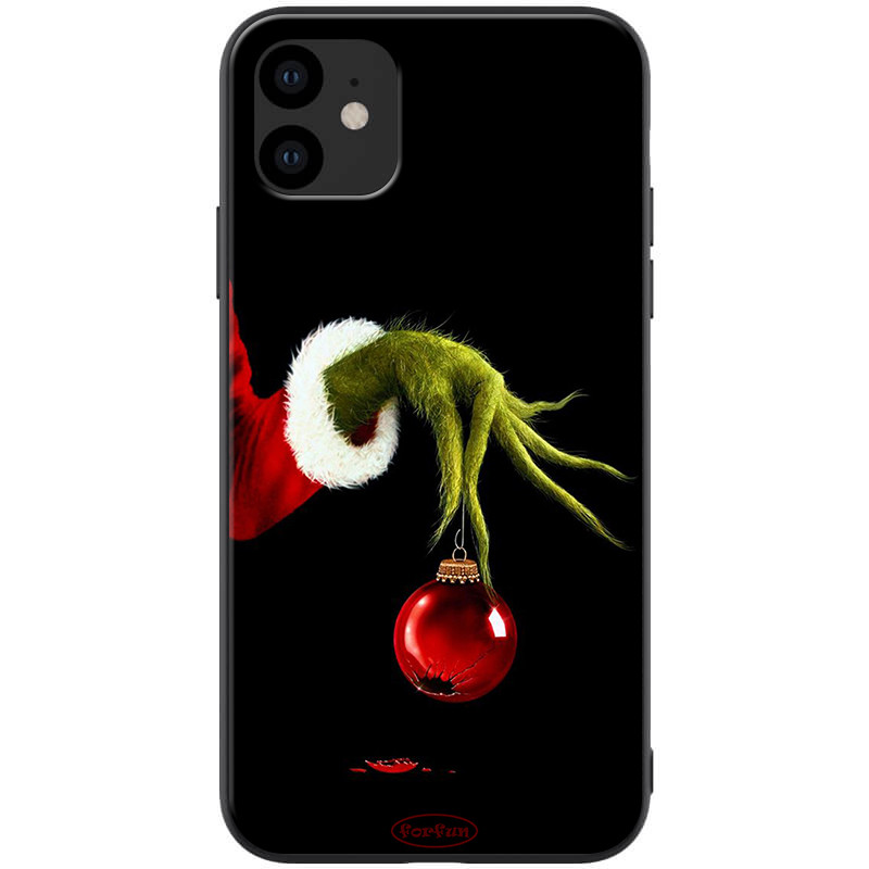 

TPU+PC чехол ForFun для Apple iPhone 11 (6.1") Гринч и елочная игрушка / Черный (118234)