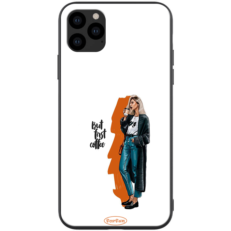 

TPU+PC чехол ForFun для Apple iPhone 11 Pro Max (6.5") But first coffee / белый (118261)