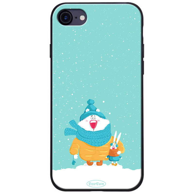 

TPU+PC чехол ForFun для Apple iPhone SE (2020) Медведь и заяц / Голубой (118282)