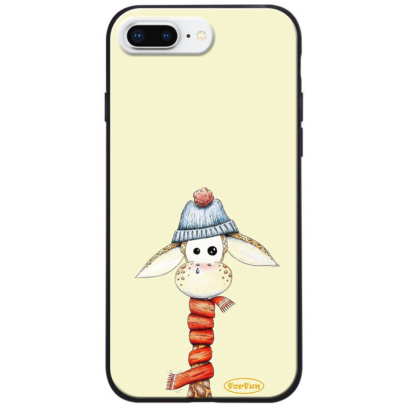 

TPU+PC чехол ForFun для Apple iPhone 7 plus / 8 plus (5.5") Жираф в шапке / Бежевый (118294)